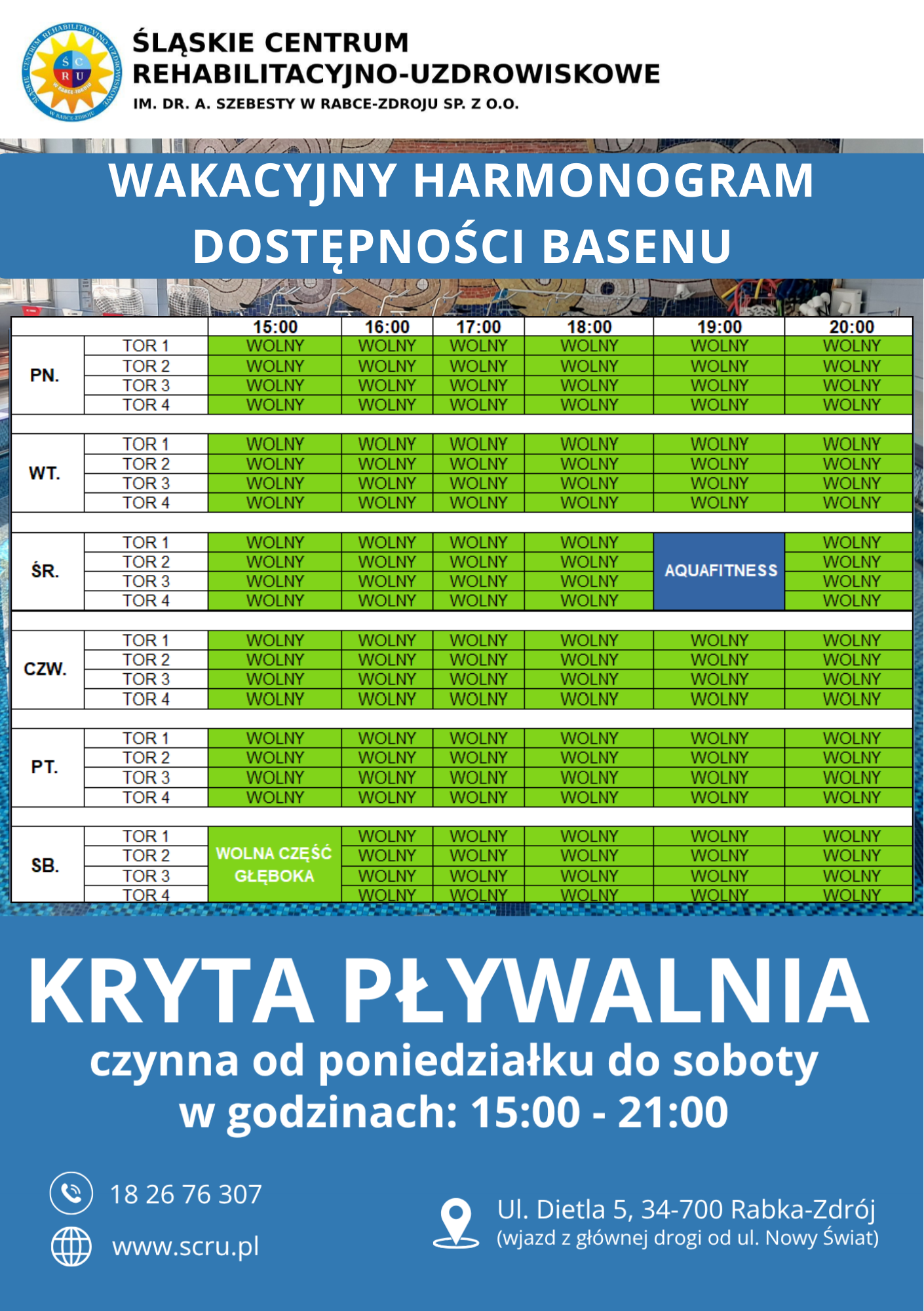 wakacyjny harmonogram basenu